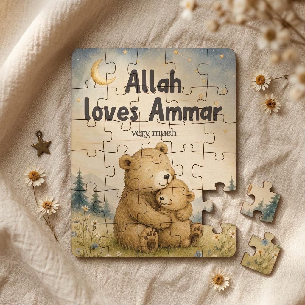 Personalized Muslim Kids Puzzle | Islamic Baby Gift | Custom Name Puzzle | Aqiqah Gift | Eid Gift for Toddler | Allah Is Forever With You