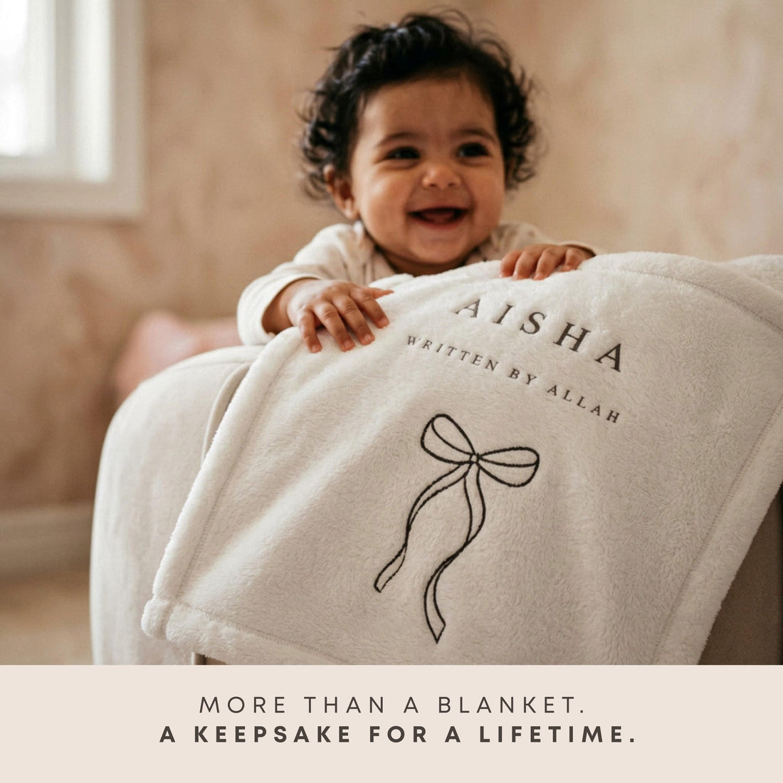 Islamic Baby Gift, Personalized Baby Blanket, Custom Muslim Name Aqiqah Favor