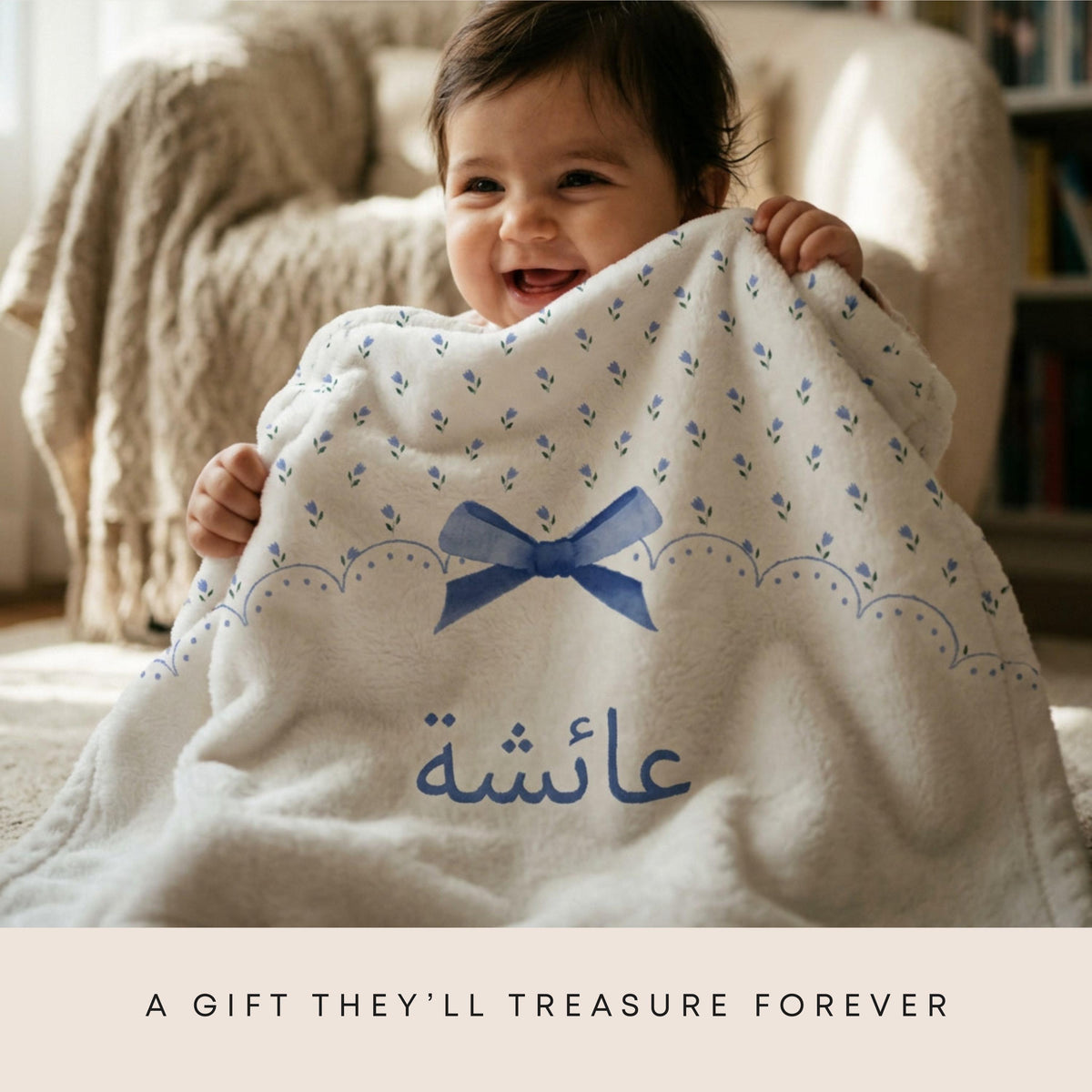 Aqiqah Gift, Personalized Baby Blanket, Custom Name Newborn Blanket