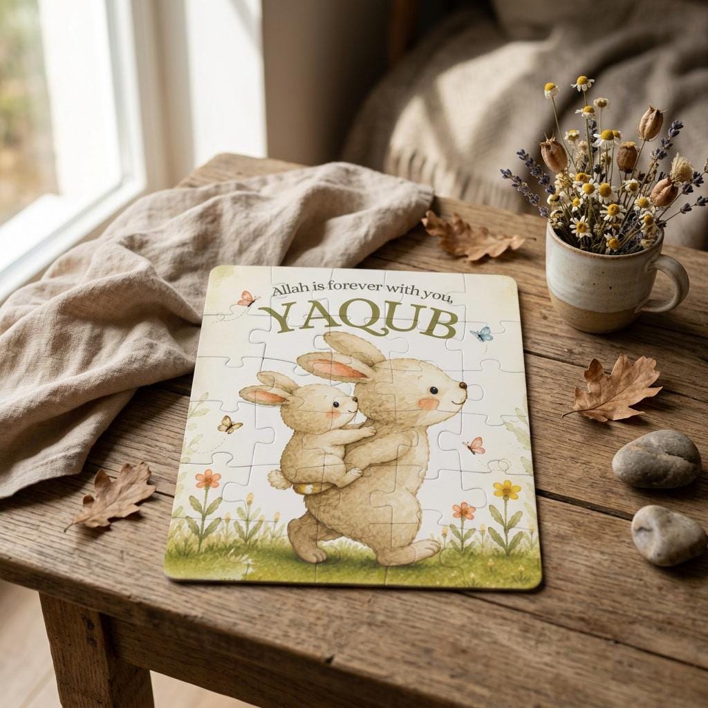 Personalized Islamic Name Puzzle | Muslim Baby Keepsake | Aqiqah Gift | Ramadan & Eid Gift | Allah Is Forever With You