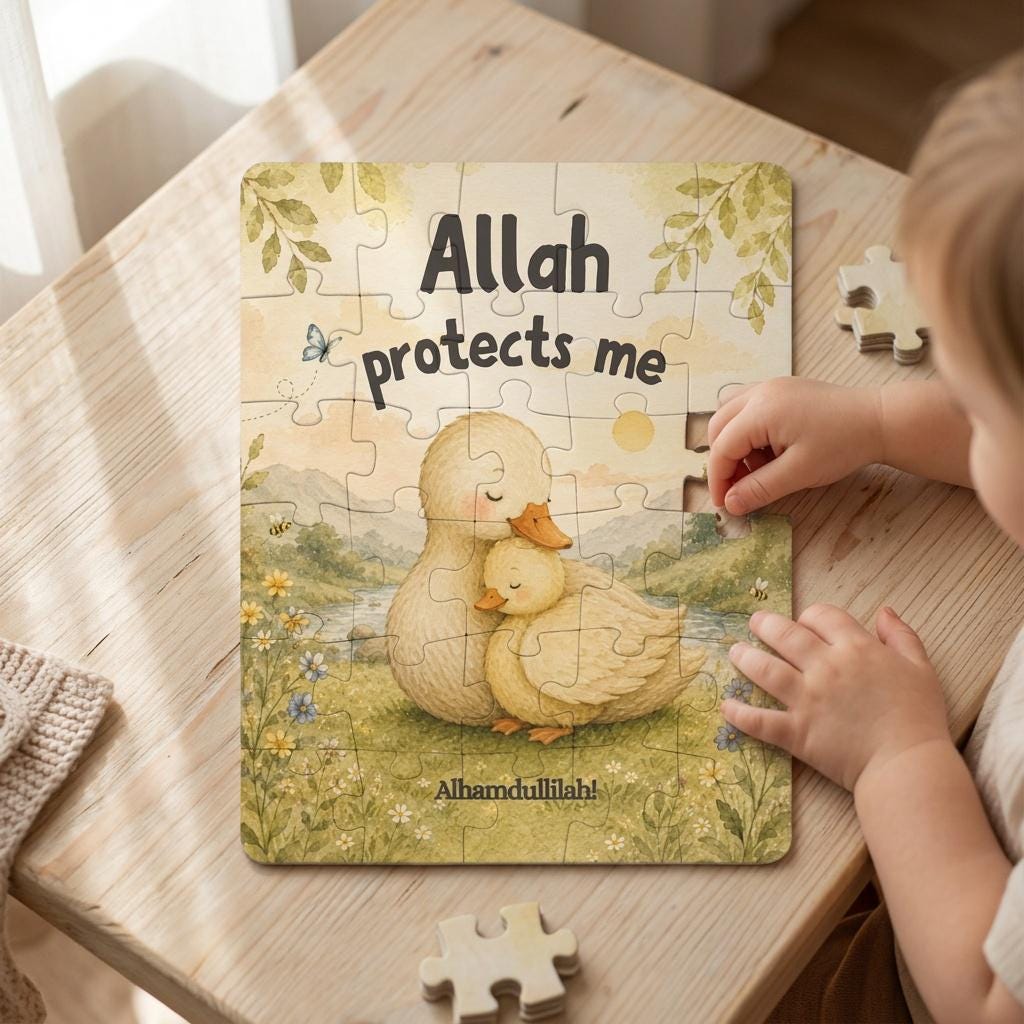 Personalized Allah Protects Me Puzzle | Islamic Baby Gift | Muslim Toddler Gift | Custom Name Puzzle | Aqiqah Gift | Eid Gift